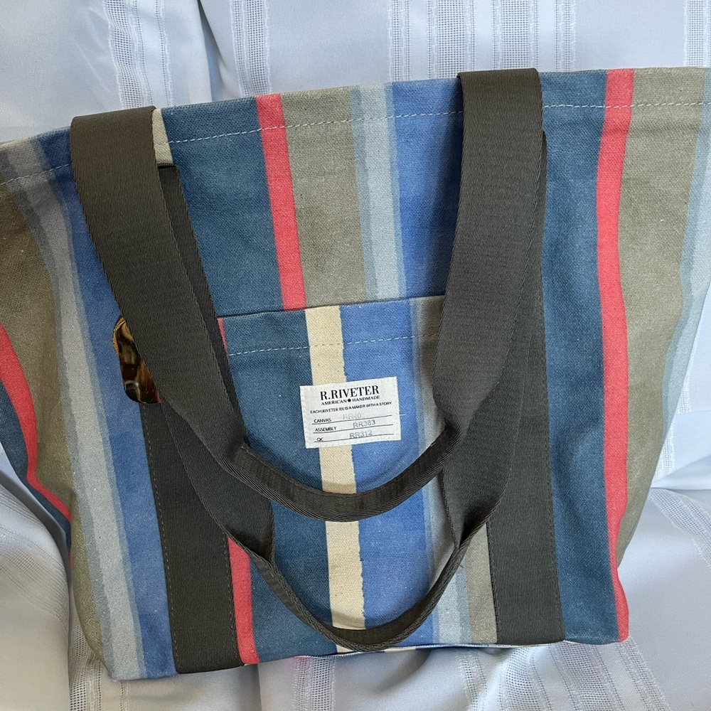 R. Riveter Striped Canvas Bag